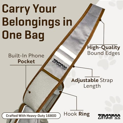 Hands-Free Sling Pet Carrier for Cats and Small Dogs up to 7lbs – Travel Set Includes Foldable Water Bowl & ID Card – Breathable Mesh, Safety Hook & Adjustable Padded Strap for Walking & Travel - color: Beige