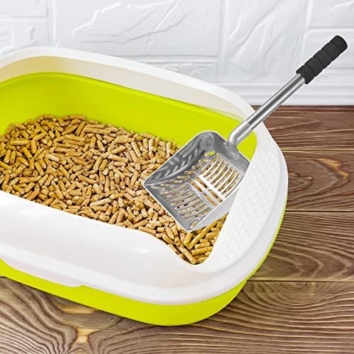 Hortsun 32 Inch Cat Litter Scooper Metal Long Handle with Cat Litter Scoop Holder Deep Kitty Sifter Shovel Detachable Stainless Steel Poop Sifter Scooper Caddy Kitty with Box(Gray) - color: Gray