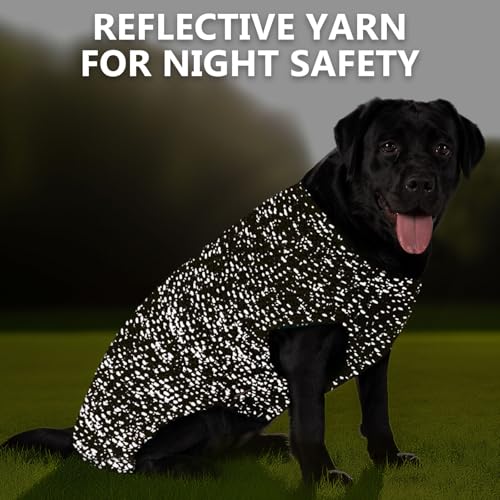KYEESE Dog Sweater with Leash Hole Warm Pullover with Reflective Yarn for Small and Medium Dogs Male Soft Knit Pullover Boy Dog Coats Cozy Lightweight Thick Sweater,Brown,Large - color: 8# Brown, size: L (30-45lbs)
