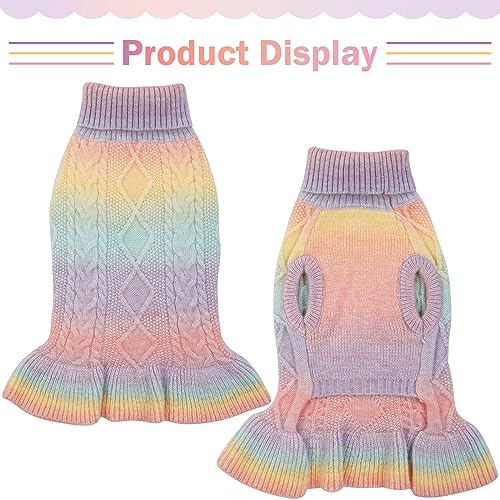 QBLEEV Girls' Small Dog Sweaters - Soft, Warm Winter & Fall Pullover Sweaters with Turtleneck & Vest Options for Female Puppies & Dogs - XS - color: Gradient Pink, size: X-Small