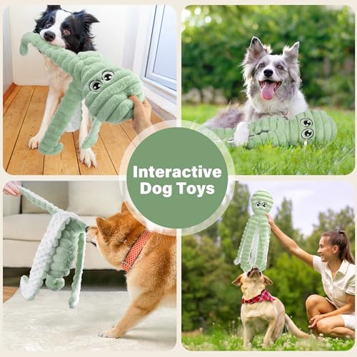 Prime Pets Dog Toys for Large Dogs, 27” Extra Large Plush Octopus Dog Toy, Crinkle Squeaky Dog Toy for Small Medium Large Breeds, Interactive Stuffed Chew Toys to Keep Them Busy, Green - color: Green