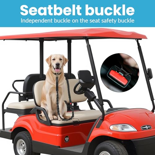 Doggie Seat Leash for Golf Cart, Pet Dog Seat Belt Harness for Car, Collar,Golf cart Dog Belt, Pet Safety Protection