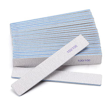 25 Pieces Rectangle Nail Files 100/100 Grit, Reusable Nail Buffers Double Sided Emery Boards Fingernail Files for Acrylic Nails and Natural Nails - size: 100/100 Grit(25 Count)