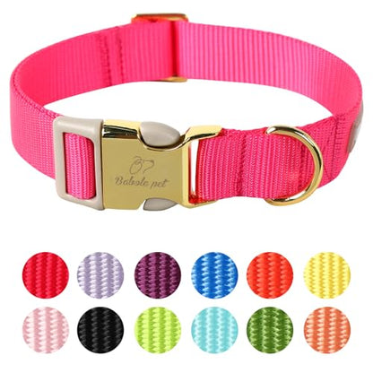 Nylon Dog Collar - Adjustable Rose Red Soft Webbing Dog Collars for Small Medium Large Dogs Boy Girl Puppy Collar with Safety Metal Buckle XS - color: Nylon-Rose Red, size: XS