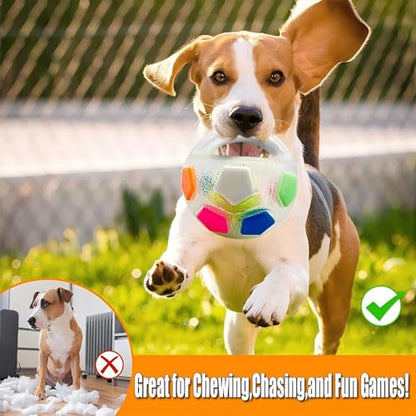 Dog Toy Ball with Handle, Squeaky Dog Calming Ball with Handle, Interactive Ball for Dogs Playing, Squeaky Floating (Transparent)