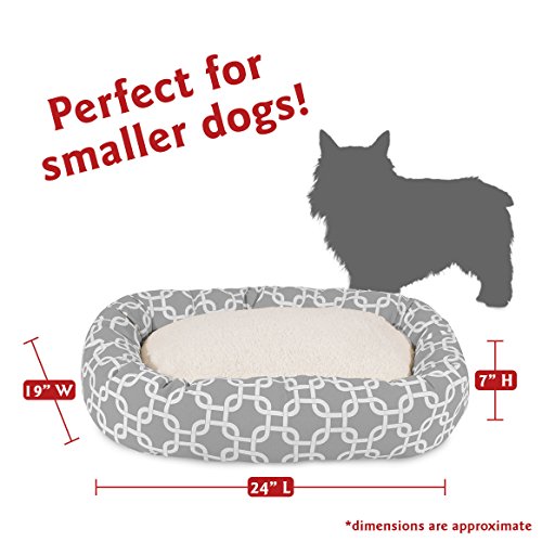 Majestic Pet 24 Inch Links Sherpa Calming Dog Bed Washable – Cozy Soft Round Dog Bed with Spine for Head Support - Fluffy Donut Dog Bed 24x19x7 (inch) – Round Pet Bed Small - GRAY - color: Gray, style: 24 in.