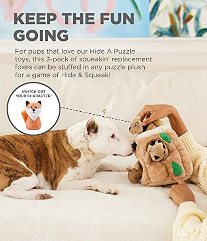 Outward Hound Squeakin' Fox Hide A Puzzle Plush Replacement Dog Toys - 3 Pack - color: Foxs (3-pack)