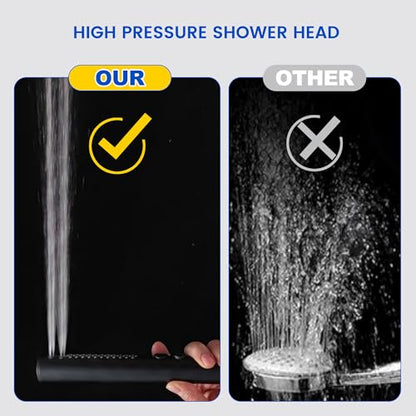 High pressure Round Handheld Shower Head Only, Anti-clog Nozzles, 2 In 1 Function Replacement Shower Wand with Handheld to Clean Tub, Tile & Pets, Rain Shower Head for Bathroom (Matte Black) - color: Matte Black