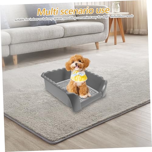 Indoor Dog Toilet with Induction Column Medium Dog Potty Training Tray with Mesh Grid for Easy Cleaning for Home Balcony Use