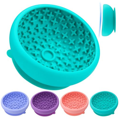 Dog Lick Bowl Slow Feeder with Slanted Anti-Spill Design, Extra-Thick Bite-Resistant Rim, Strong Suction Base, Freezer Safe for Frozen Treats — A Cleaner Alternative to Lick Mats for Dogs (Teal) - color: Teal