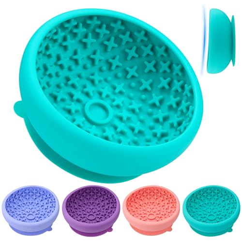 Dog Lick Bowl Slow Feeder with Slanted Anti-Spill Design, Extra-Thick Bite-Resistant Rim, Strong Suction Base, Freezer Safe for Frozen Treats — A Cleaner Alternative to Lick Mats for Dogs (Teal) - color: Teal
