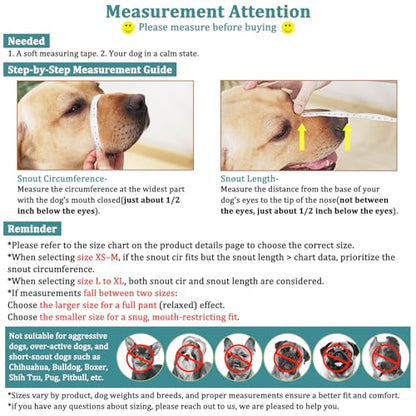 Mayerzon Dog Muzzle, Patented Mesh Muzzles for Small Medium Large Dogs, Soft Covered Mouth Guard with Adjustable Straps, Prevent Biting Chewing and Licking - size: XS: Snout:6"-7¼"