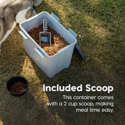 IRIS USA Stackable Dog Food Storage Container with 2 Cup Scoop, 4 Secure Latches, Fits up to 30 lbs, Pet Dry Food Bin, Gasket Seal Lid, BPA Free, Stackable, Easy Measure, Gray/Dark Gray - color: Gray/Dark Gray