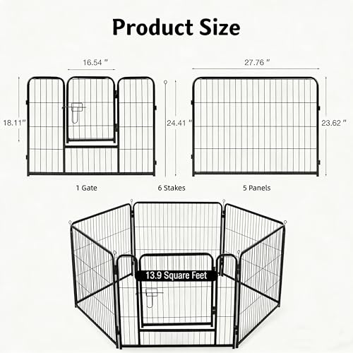 Simple Deluxe Dog Playpen Outdoor Indoor, 24 Inch 6 Panels Dog Fence for Small Dogs Puppy, Perfect Dog Pen for Camping, Yard, RV, Garden Fence, Black - size: 24 Inch 6 Panels