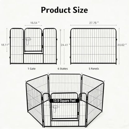 Simple Deluxe Dog Playpen Outdoor Indoor, 24 Inch 6 Panels Dog Fence for Small Dogs Puppy, Perfect Dog Pen for Camping, Yard, RV, Garden Fence, Black - size: 24 Inch 6 Panels