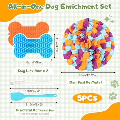 Snuffle Mat for Dogs, 17.7" Slow Feeder Foraging Dog Puzzle Toy for Stress Relief & Smell Training, Interactive Enrichment to Keep Dogs Busy, for Puppy/Medium/Large Breed