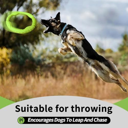 LaRoo Dog Toys for Medium/Large Dogs, Floatable Dog Flying Discs 3 Sizes Pool Toy, Interactive and Tug of War Ring Toy, Funny Fetch Teething Toys (Green, 11.8“) - color: Green, size: Large