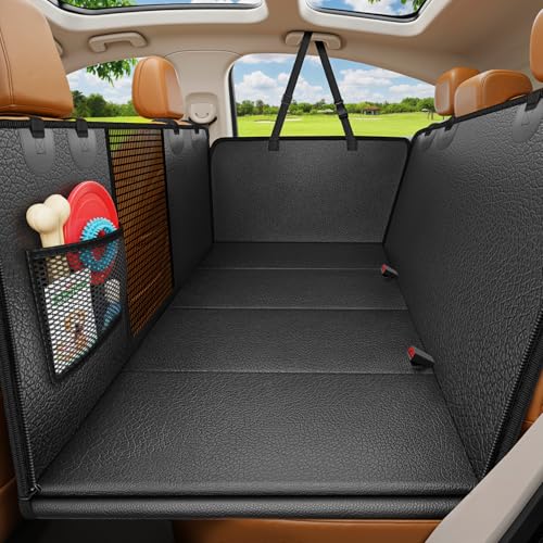 URPOWER Hard Bottom Dog Car Seat Cover for Pets 100% Waterproof Seat Cover Hammock 600D Heavy Duty Scratch Proof Nonslip Durable Back Seat Covers for Cars Trucks and SUVs - color: Black, size: Standard - 54" Length