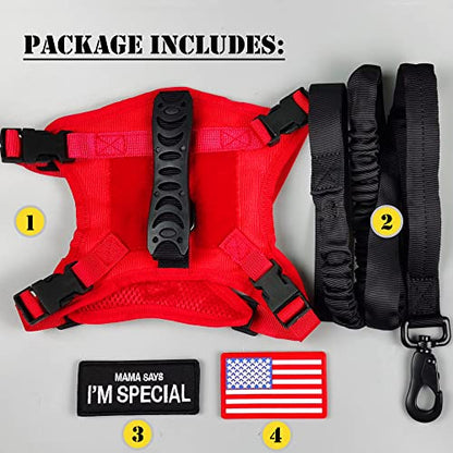 Tactical Cat Harness and Leash for Walking Escape Proof, Adjustable Military K9 Pet Vest Harness Easy Control for Large Cat, Puppy and Small Dog (Red) - color: Red