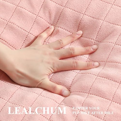 Lealchum Dog Car Seat for Medium/Large Dogs,2 Clip-On Safety Leashs for 2 Small Dogs,Removable and Washable Comfy Pet Car Seat,Easy to Install and Clean (Pink, Large) - color: Pink