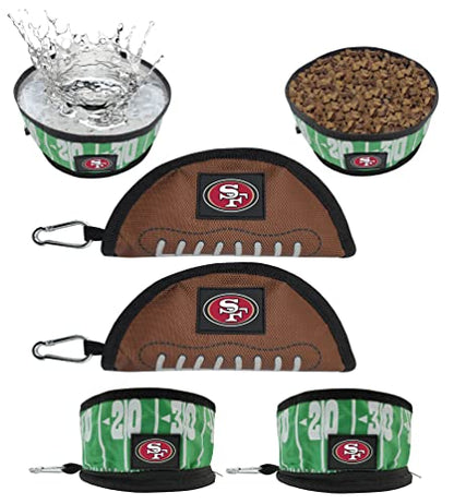 NFL San Francisco 49ers Pets First Collapsible Dog Travel Bowl Set, 2 Pack Food and Water Bowls for Dogs, Best Portable & Lightweight Leak-Proof Dog Bowls for Travel - color: San Francisco 49ers, style: 2 Pack