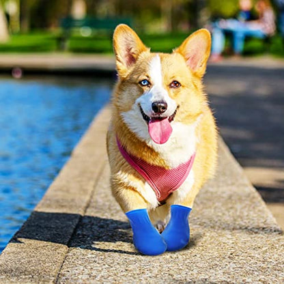 UKCOCO Dog Boots Size S – Waterproof Rubber Sole Paw Shield for Rain, Snow & Mud, Non-Slip Grip for Outdoor Walks, Fits Small Dogs