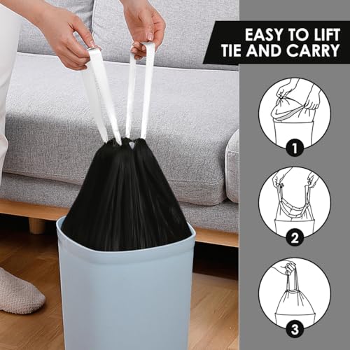10 Gallon Drawstring Trash Bags (fit 30-35 Liter), 120 Counts Medium Large Kitchen Garbage Bags Trash Can Liners for Home, Office, Light Residential Waste Outdoor Lawn Bags, Black - style: 120-10 Gallon-Black