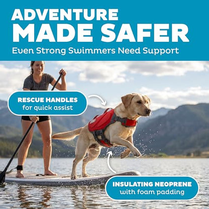 Outward Hound Dawson Swim Red Dog Life Jacket, Large - color: Red, size: Large (Chest Girth: 28"-32")