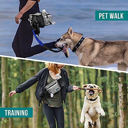 PetAmi Dog Fanny Pack, Treat Pouch for Dog Walking, Training, Built in Poop Bag Dispenser, Water Bottle Holder, Collapsible Bowl, Pet Treat Waist Belt for Hiking, Running, Kibbles (Grey) - color: Heather Grey