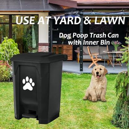 tebiete Dog Poop Trash Can Outdoors Pet Waste Station with Lid Dog Waste Disposal Container with Removable Inner Bin Bucket Hands-Free Pedal Garden Yard Home with 5Rolls Waste Bags, Black - color: Black with 5rolls Bags