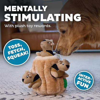 Outward Hound Hide-A-Squirrel Dog Toy – Interactive 2‑in‑1 Plush Puzzle with 3 Squeaky Removable Squirrels, Large - color: Squirrel Large