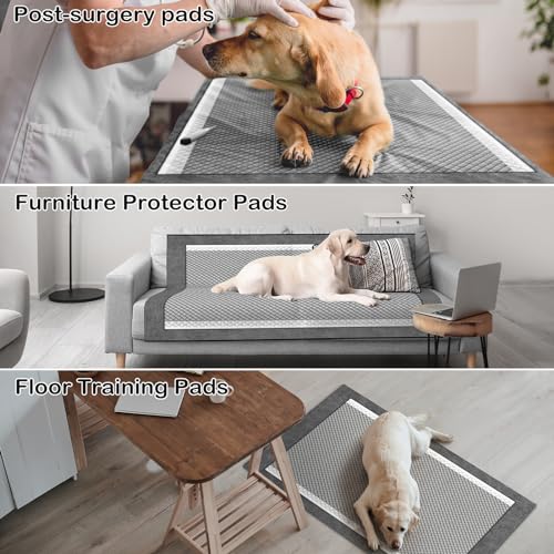 MIZOK Dog Pee Pads Large 28x34in Charcoal Pee Pads for Dogs Activated Carbon Odor-Control Absorbs Up to 8 Cups of Urine, 6-Layer Leak-Proof (100 Counts) - size: Large 28"x34" 100 Count