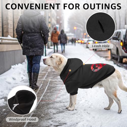 SCENEREAL Valentine Dog Hoodie Sweaters with Leash Hole, Warm & Soft Fleece Dog Sweater & Sweatshirt for Small Medium Large Dogs, Pets Clothes Cold Weather Costume, Heart Print M - color: Black (Heart Print), size: Medium