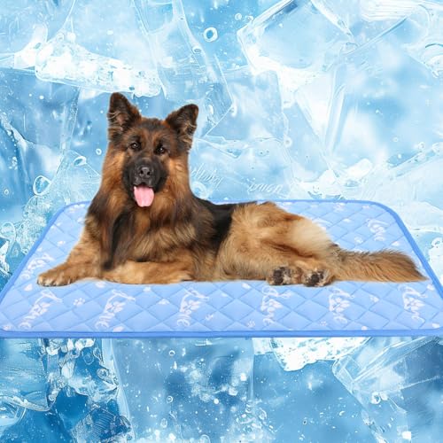 MH MYLUNE HOME Dog Cooling Mat 59" x 40" Cool-Chill Cool Fiber & Endothermic Color Changing Double-Sided Cooling & Warm Dog Mat, Foldable Washable Summer Pet Blanket - size: 59.0" Extra Large x 40.0" W x 0.5" Th