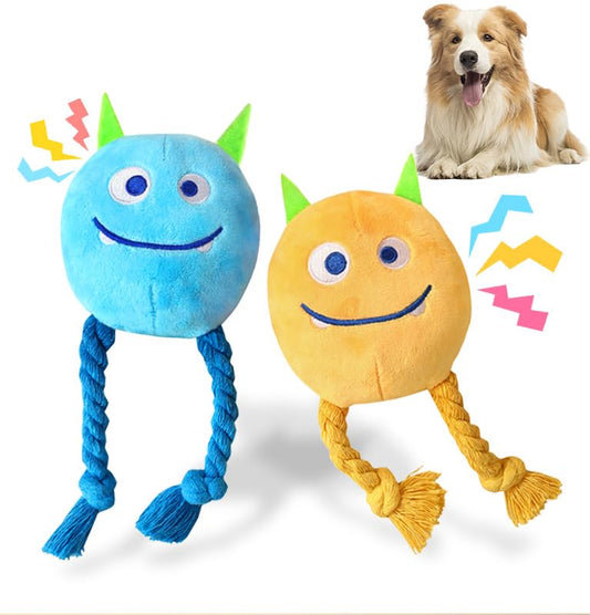 lilfrd Dog Toys for Small Dogs - 2 Pack Squeaky Rope Plush Dog Toys for Small and Medium Breed, Puppy Toys to Keep Them Busy - style: Monster
