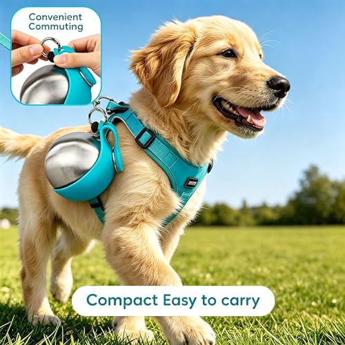 2 in 1 Portable Dog Water Bottle with Bowl,New Foldable Pet Water Cup – 10oz Stainless Steel Travel Pet Water Dispenser, Lightweight & Perfect for Small Dogs, Walking, Hiking, and Travel (Blue)