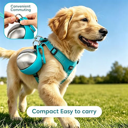 2 in 1 Portable Dog Water Bottle with Bowl,New Foldable Pet Water Cup – 10oz Stainless Steel Travel Pet Water Dispenser, Lightweight & Perfect for Small Dogs, Walking, Hiking, and Travel (Blue)