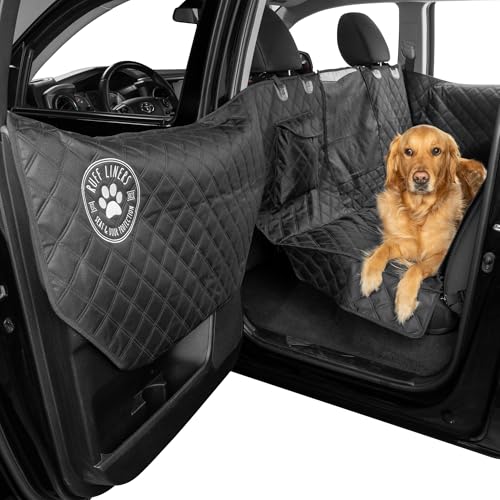 Ruff Liners XL Dog Hammock, Black – As Seen on Shark Tank – Back Seat Protector for Full-Size SUV – Waterproof, Machine-Washable, Touch Fasteners, & Belt Slots – Heavy-Duty Dog Seat Cover - size: XL - Full-Size Trucks