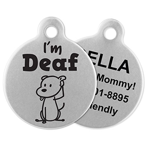 If It Barks - Engraved Pet ID Tags for Dogs - Personalized Stainless Steel Identification Tags - Custom Name Tag Attachment - Made in USA, I'm Deaf - color: Deaf