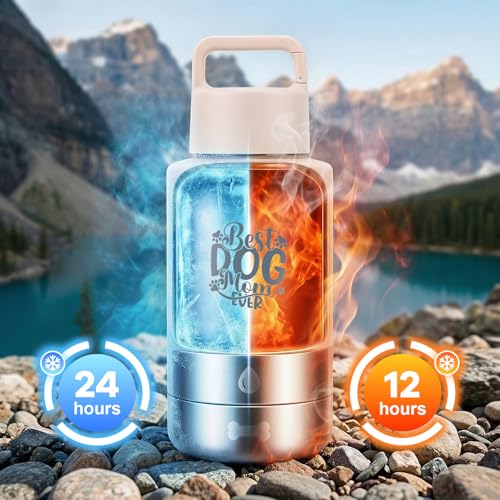 32oz Insulated Dog Water Bottle Dispenser, 3-in-1 Stainless Steel Travel Cup with 2 Detachable Food and Water Bowls, Leak Proof Large Pet Gear, Dog Mom Gift for Dog Lovers - color: pink dog mom
