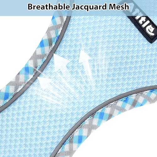 AIITLE Small Dog Harness - Breathable Double-Layer Jacquard No-Choke Vest, Durable Anti-Tear Fabric with Reflective Trim - Perfect for Running, Parties, Daily Walks (Blue, XS) - color: Blue, size: XS(Chest: 11.5 - 13.5")