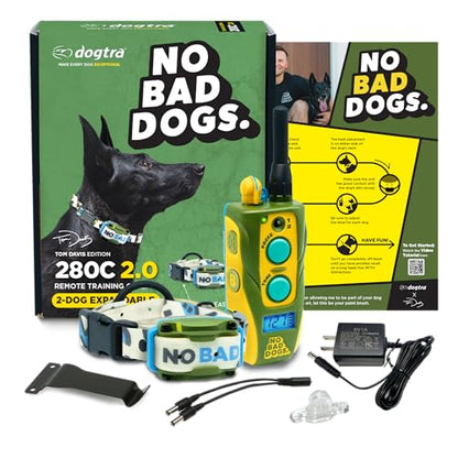 Dogtra E-Collar Tom Davis 280C 2.0 [2025 Edition], Boost & Lock, Waterproof, 1/2-Mile Range Dog Training Collar with Remote, Rechargeable, 127 Levels, Vibration, Bungee, No Bad Dogs Trainers - color: Tom Davis 280C 2.0