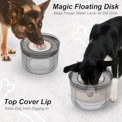 Techphardo 1Gallon No Spill Dog Water Bowl-3.8L Large Capacity, BPA-Free, Anti-Splash & Anti-Digging Design with Non-Slip Base, for Messy Drinkers - color: Beige