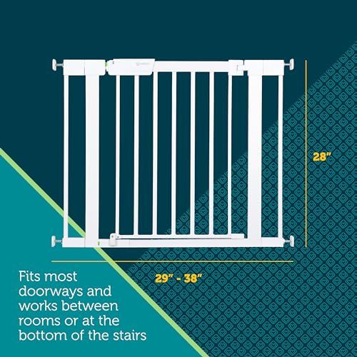 Safety 1st Pressure Mounted Baby Gates for Doorways with SecureTech, Baby Gate with Door, Pet-Friendly Design, No Drilling, 29-38"