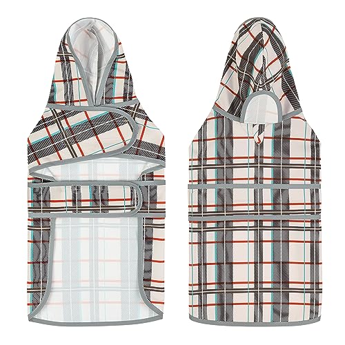 Dog Raincoat for Small Dogs Puppies Waterproof Jacket Hooded Rain Coats with Reflective Strips Leash Hole & Poncho Adjustable Fit (Plaid,XS) - color: Khaki Plaid, size: X-Small