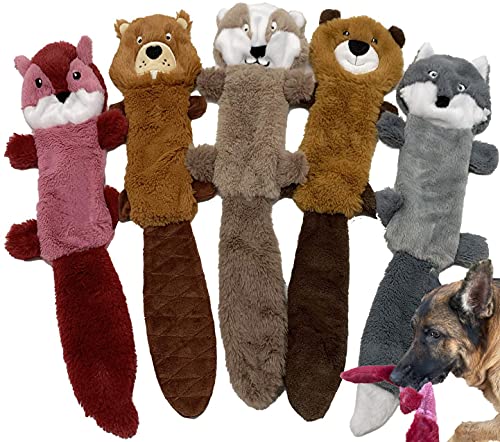 Jalousie 5 Pack Stuffingless Dog Squeaky Toys Dog Toy w/Durable Liner No Stuffing Dog Toy - Dog Toys Crinkle Paper Squeaker Toy for Medium Large Dogs (5 Pack - Color 4 - Squeaky) - color: 5 Pack - Color 4 - Squeaky