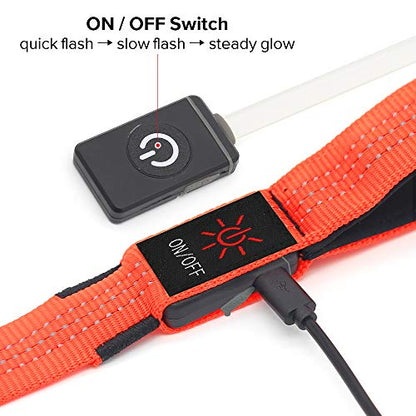 Candofly LED Dog Leash Rechargeable, 4 Ft Glow in The Dark Light Up Dog Leash, Nylon Reflective Dog Rope with Light for Small Medium Large Dogs (Orange) - color: Orange