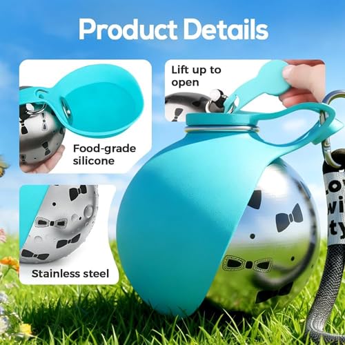 2 in 1 Portable Dog Water Bottle Portable Dog Water Bottle with Silicone Foldable Bowl Leak Proof Stainless Steel Dog Bottle for Hiking Compact Pet Water Bowl (Pink A) - color: Pink A