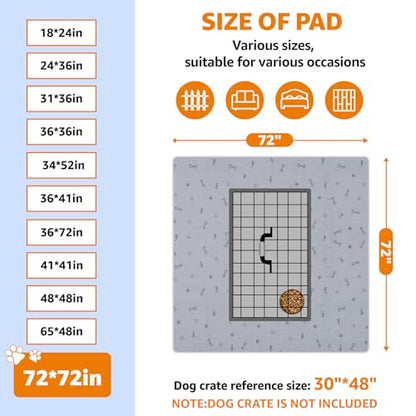 PICK FOR LIFE Washable Dog Pee Pad 72x72 Extra Large, Fast Absorbent Puppy Pads, Reusable Dog Training Pads Waterproof,Non-Slip Whelping Pad for Pet, Playpen, Incontinence, Housebreaking - size: 72X72" (Pack of 1)