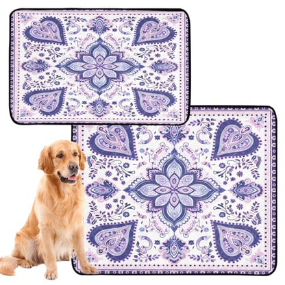 Qilmy Mandala Pet Mat, Waterproof Reusable Dog Training Pad Anti-Slip Pet Creat Pad for Small Medium Large Dogs and Cats - size: Smallx3